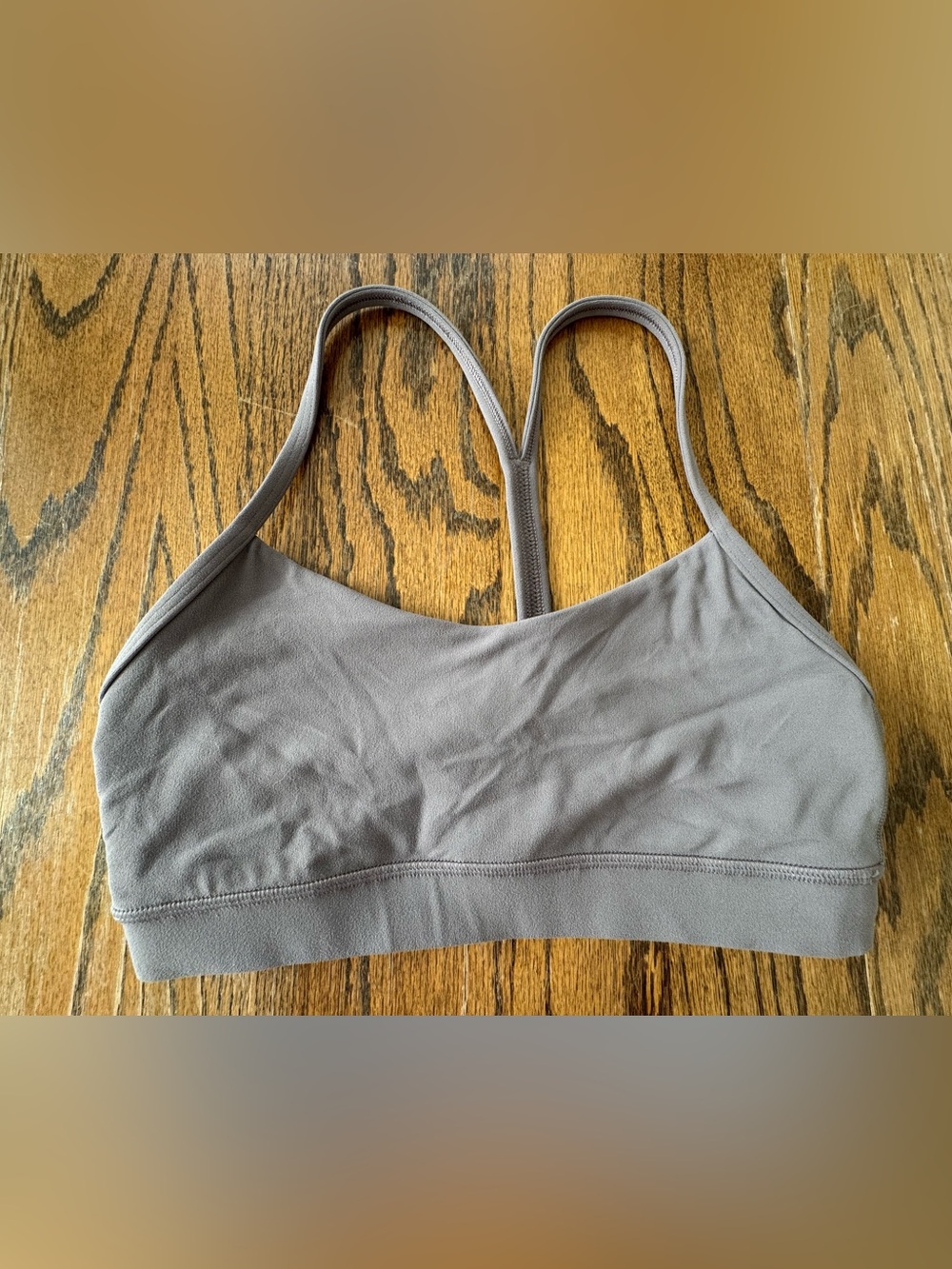 Lululemon Flow Y Bra Size 6 Gray Taupe Racerback Sports Bra Medium Support